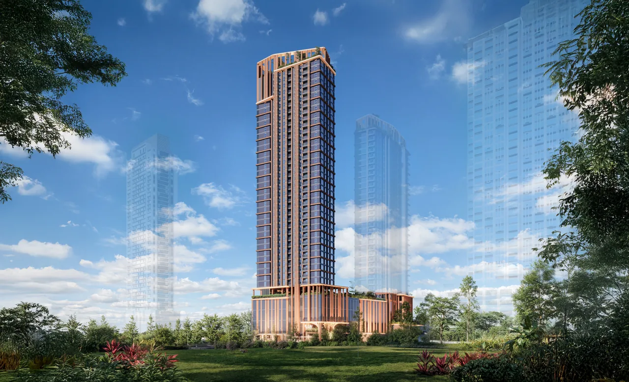 Liv North seen in daylight from Katipunan Avenue. Artist's perspective.